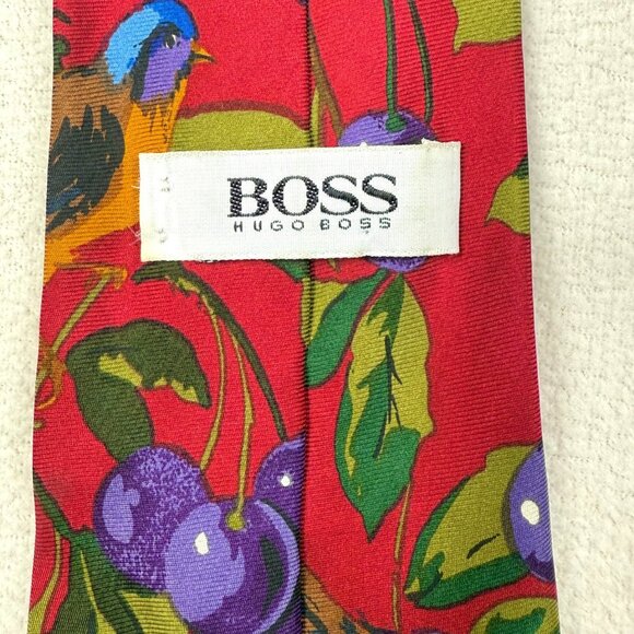 Hugo Boss Birds & Berries Silk Necktie Made in Italy - 61" x 3.5" - Picture 5 of 7